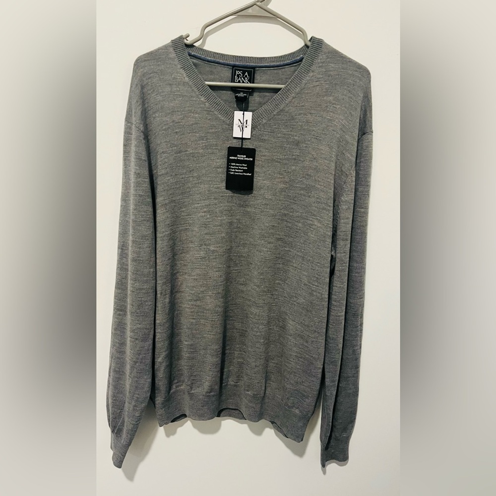 Jos. A. Bank Traveler 100% Merino Wool Sweater XXL Gray